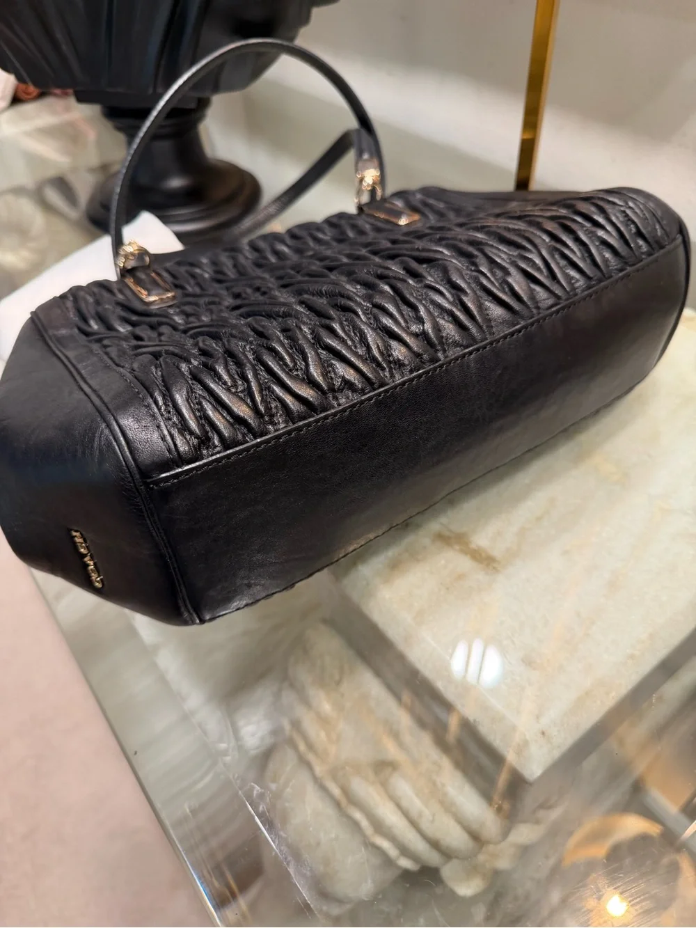 Coach Black Quilted-Textured Leather Shoulder Bag